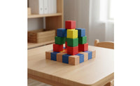 60 Pieces Colorful Wooden Cube Blocks Learn While Playing 3D Brainteaser Blocks Develops Logical Thinking Spatial Reasoning Toy Hand-Eye Coordination for Children, Preschoolers, Toddlers, Home, Classroom, Daycare