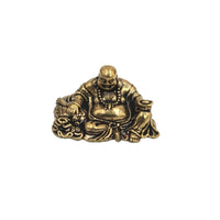 Laughing Buddha Figurine Brass-Toned Laughing Buddha Statue Feng Shui for Car