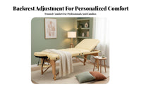 Foldable Massage Table Versatile Wooden Spa Bed Widened Design Adjustable Inking Couch for Physical Therapists, Estheticians, Medical Facility, Travel