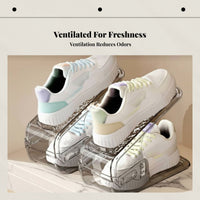 Foldable Shoe Organizer, Transparent Layered Storage Box, Space-Saving Divider Rack