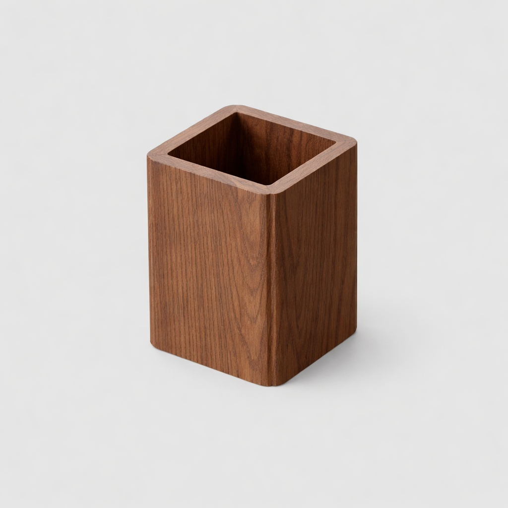Desk Organizer for Office, Pen Pencil Holder Solid Black Walnut, Desktop Stationery Professional Gift for Colleagues 6.2x10.5cm