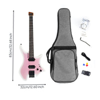 Headless Electric Guitar 2 Pickups Hardwood Electric Guitar Accessory Set