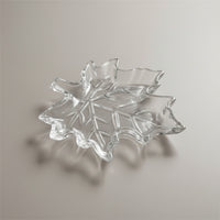 Crystal Maple Leaf Serving Tray Fall Maple Leaf Tray Clear Decorative for Hosts, Homeowners, Dining Table, Parties