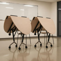 Round Folding Table Foldable Design Rolling Folding Table Easy to Clean