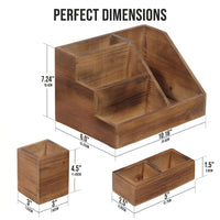 Office Organizer with Pen Holder, 3 Tier Desktop for Professionals, Solid Wood File Rack for Desk Storage Set
