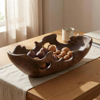 Wooden Serving Tray Irregular Shape Wooden Decorative Bowl Hollow Center Decorative Bowl