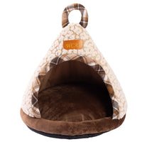 Autumn/Winter Plaid Pet Tent Cat House, Semi-Enclosed, Washable, Warm