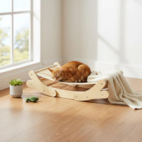 Cat Rocking Swing Breathable Elevated Cat Lounger Built-in Scratch Pad