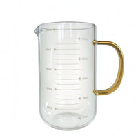 Graduated Glass Measuring Cup Transparent Cookware Gold Handle