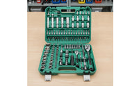 108 Pieces Mechanics Tool Set Mirror Finish Chrome Automotive Tool Kit Lightweight Socket Set with Case for Car Owners, Garage, Roadside Emergency