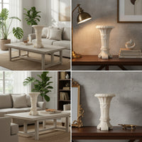 Classical Column Vase Carved Pedestal Vase Decorative Vases Tall for Florists, Entryway, Mantel