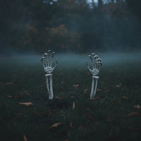 2 Pieces Halloween Skeleton Hand Stakes Articulated Skeleton Arm Stakes Spooky Decorations Plastic for Yard, Lawn, Garden, Haunted House