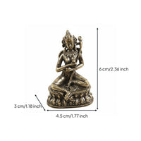 Brass Guanyin Statue Intricate Details Miniature Buddha Ornament for Altar, Desk