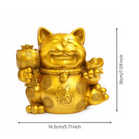 Maneki Neko Tabletop Cat Statue with Amulet Decorative for Office, Home Decor