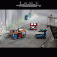 土豆模型1/64比例仿真旋转发动机维修台维修架工具车零件车模型