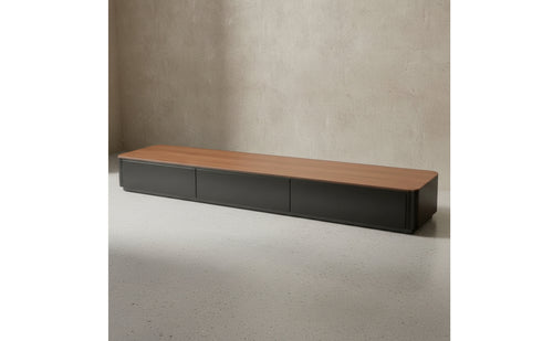 Low-Silhouette TV Cabinet with Drawers Walnut TV Stand with Storage Cabinets Modern Lowboard Spacious for Apartment