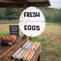 Farm Eggs Sign Easy to Hang Home Decor Double-Sided Print for Chicken Coop, Barn