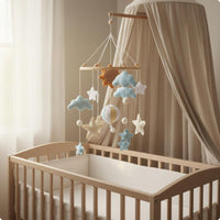 Felt Crib Mobile No Assembly Sun and Hot Air Balloon Mobile Gender-Neutral