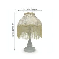 Fringe Table Lamp Decorative Table Lamp with Textile Shade Vintage-Inspired Princess-Style for Girls, Bedroom, Reading Corner