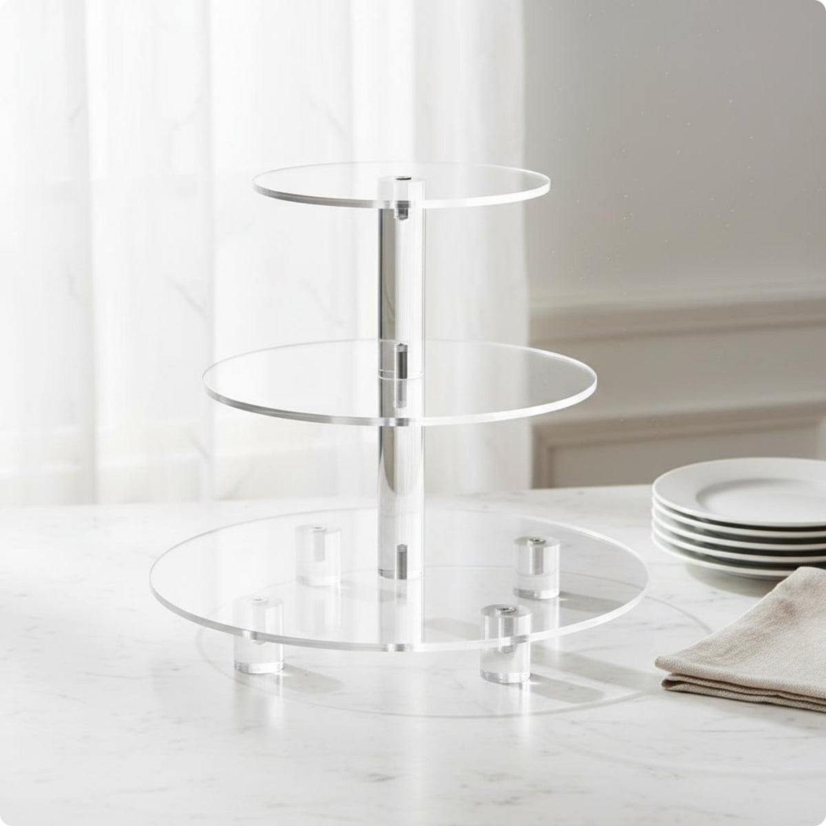 Clear Acrylic Cupcake Stand Transparent Acrylic Cupcake Easy to Assemble to Assemble Multi Tier Dessert Display for Wedding, Birthday, Event