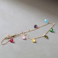 S925 Silver Plated 14K Gold Bracelet with Colorful Round Zircon, Women's Gift