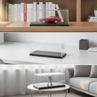 Acrylic Display Case Clear Box Case with Wood Base Rectangular Acrylic Showcase with Wood Base for Desk