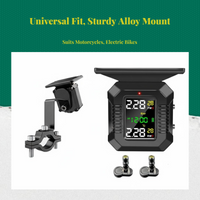 Motorcycle Tire Pressure Tracking System, cordless Solar TPMS, waterproof detector, instant display
