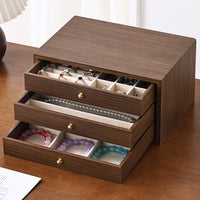 Walnut Multi-Layer Jewelry Box with Dustproof Wooden Storage