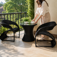 Garden Table Set, Outdoor Rattan Dining Set, PE Rattan, 3-piece Set, For Balcony, Terrace