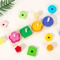 Early Learning Four-Column Stacking Game Hand-Eye Coordination Geometric Stacking Blocks Logical Thinking Color Shape Sorting Toy Develops Fine Movement Skills for Toddlers, Preschoolers