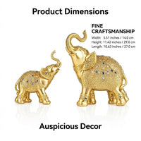 Golden Elephant Statue Sculpture Feng Shui, Sparkling Elephant Statue Set Home Decor, Resin Elephant - Image 5