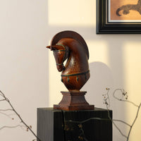 Horse Head Statue with Pedestal Decorative for Bookshelf, Equestrians