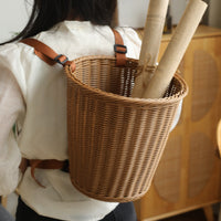 采摘买菜藤编家用背篓户外购物篮收纳大容量手工野餐编织提篮