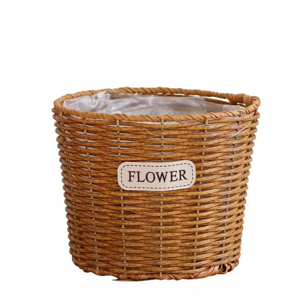 Flower Pot Basket Handwoven Round Wicker Planter Basket Plastic Weave