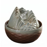 USB Tabletop Water Feature Textured Glazed Decorative Piece for Desk