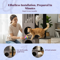 Cat tree with condo, scratching post, and rest area