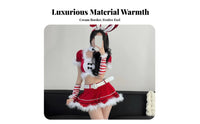 7 Pieces Christmas Bunny Girl Costume Faux Trim Themed Apparel for Nightclub