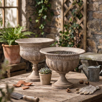 Pedestal Planter Vintage Goblet Planter Embossed Detailing Plant Holder for Courtyard, Floral Display