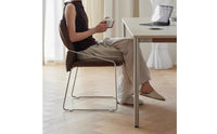Space Saving Stainless Steel Dining Chair Sturdy Metal Legs Bauhaus Design Chair Easy to Clean for Cafe, Small Apartment