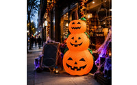 Freestanding Inflatable Jack-O'-Lantern Stack Seasonal Lighted Jack-O'-Lantern Scene Classic Spooky Halloween Inflatable Scene Outdoor for Yard, Porch, Garden, Party