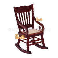 6-Piece 1:12 Scale Wooden Dollhouse Miniature Bedroom Furniture Set in Mahogany Color