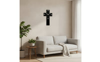 Black Cross-Shaped Wall Clock Non-Ticking Silent Wall Clock Modern White for Living Room, Office, Bedroom