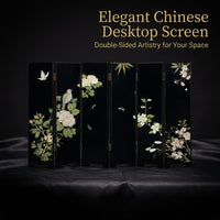 Mini Folding Screen Ornament Wooden, Folding Screen for Desk, Tabletop Divider, Chinese Art Bamboo Folding Screen, Desktop Divider Partition Panel
