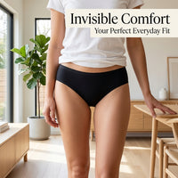 Women's Breathable Midi Brief Knickers for Everyday Wear, Seamless Mid Rise Pants with Soft Gusset, Plus Size Solid Color