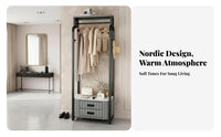 Wardrobe Rack with Drawers Multi-Functional Complimentarystanding Wardrobe System Space-Saving Anti-Collision Design