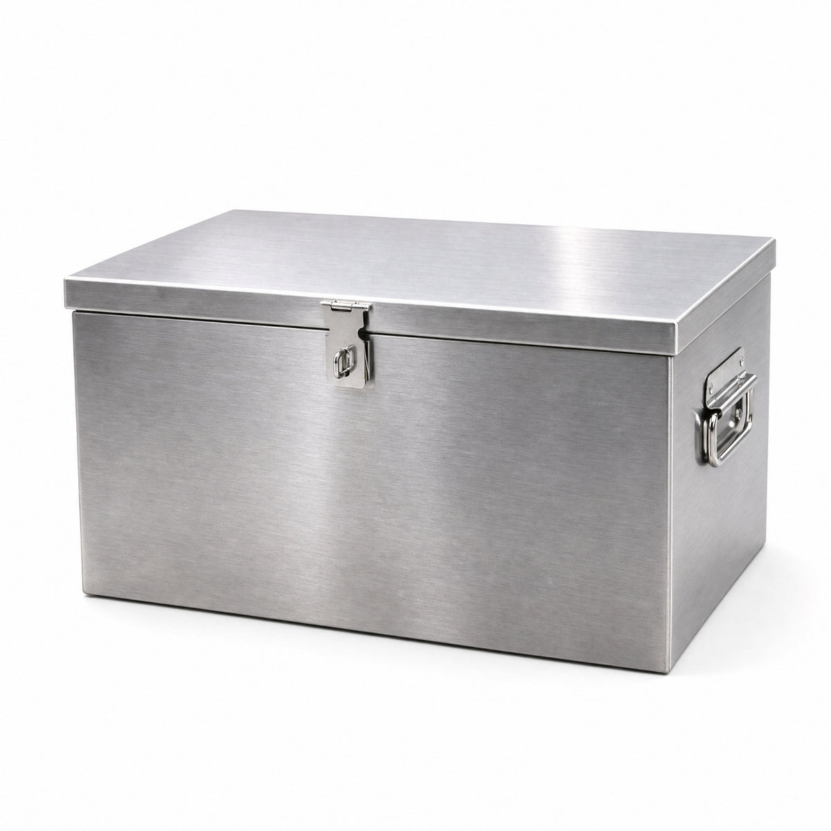 Brushed Stainless Steel Storage Box Industrial Metal Storage Box with Lid Portable Stainless Steel Toolbox for DIYers, Mechanics, Workshop, Garage, Warehouse