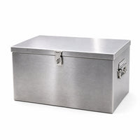 Brushed Stainless Steel Storage Box Industrial Metal Storage Box with Lid Portable Stainless Steel Toolbox for DIYers, Mechanics, Workshop, Garage, Warehouse