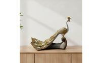 Peacock Figurine Embossed Peacock Statue Decorative for Living Room, Sideboard