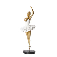 Ballet Performer Figurine White Tutu-Style Ballerina Statue Black Base for Shelf