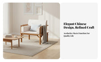 full wood Wood Construction Three-Seater Chinese design Sofa Sturdy Frame Living Room Furniture Comfortable Padded pad Wooden Bench Minimalist Design for Homeowners, Families, Apartment, Reception Area, Study, Bedroom